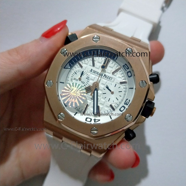 Replica AP Royal Oak Offshore Diver Chronograph Watch Rose Gold